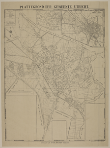 217331 Plattegrond van de gemeente Utrecht, met inzetten met een kaart van de stad Utrecht en omgeving en een kaart van ...